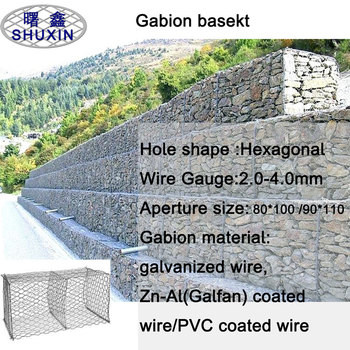 Green PVC Galvanized Gabion Box River Protect Stone Mesh 100mm X 120mm