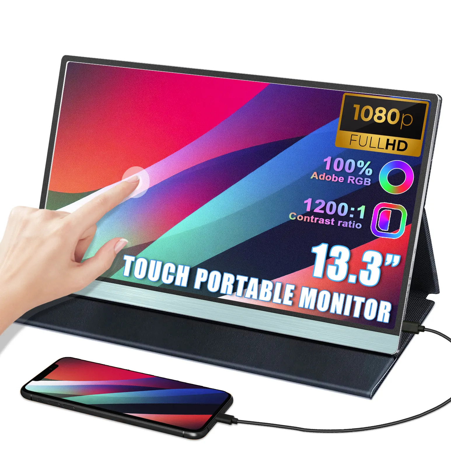 13.3 inch Portable Touchscreen Laptop Monitor 1080P Gaming Dual Type-c for PS5