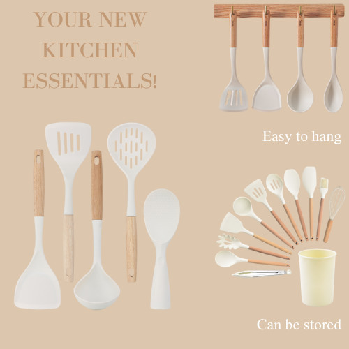 Nonstick Food Grade Silicone Cooking Utensils Set Withstand High Temperatures