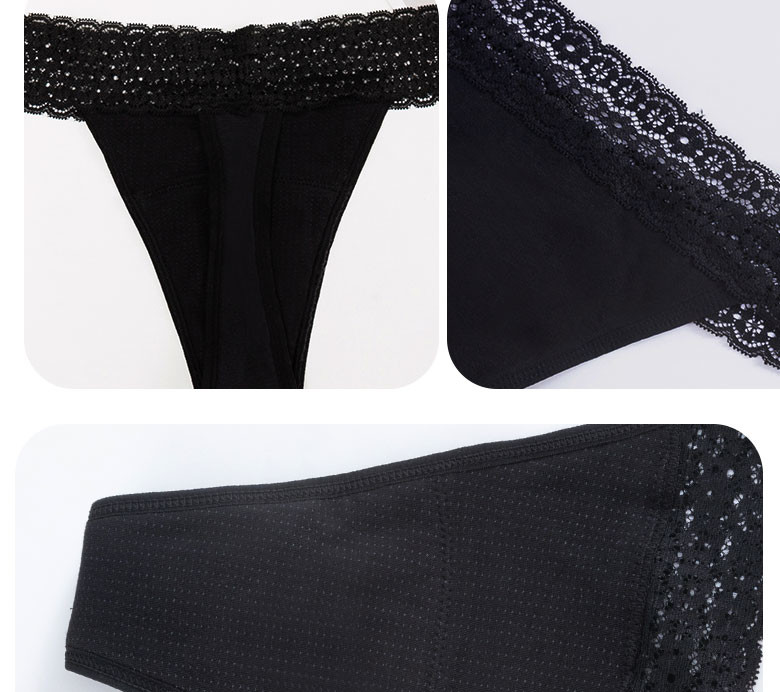 Leak Proof Reusable Period Panties Thong Underwear Breathable Cotton Sexy Lace Design