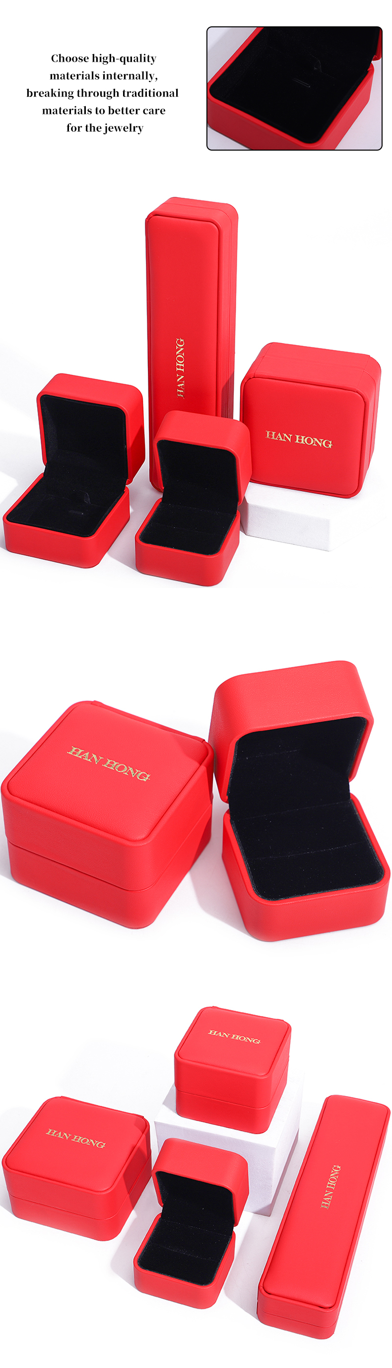 Custom Luxury Velvet Jewelry Packaging Box for Necklace and Bracelet Storage from Hanhong