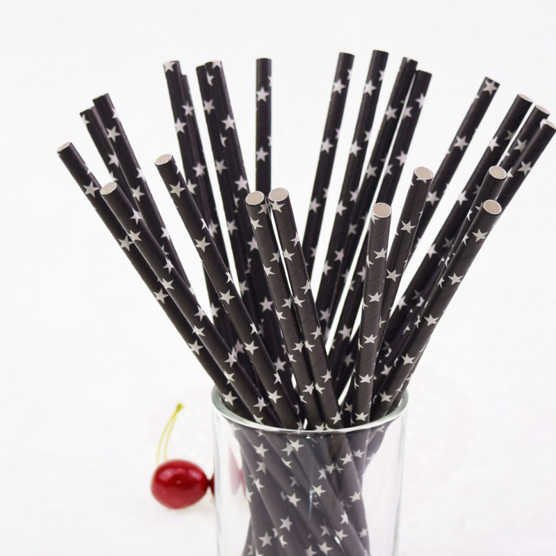 Artifacts Decorative Blue Striped Paper Drinking Straws