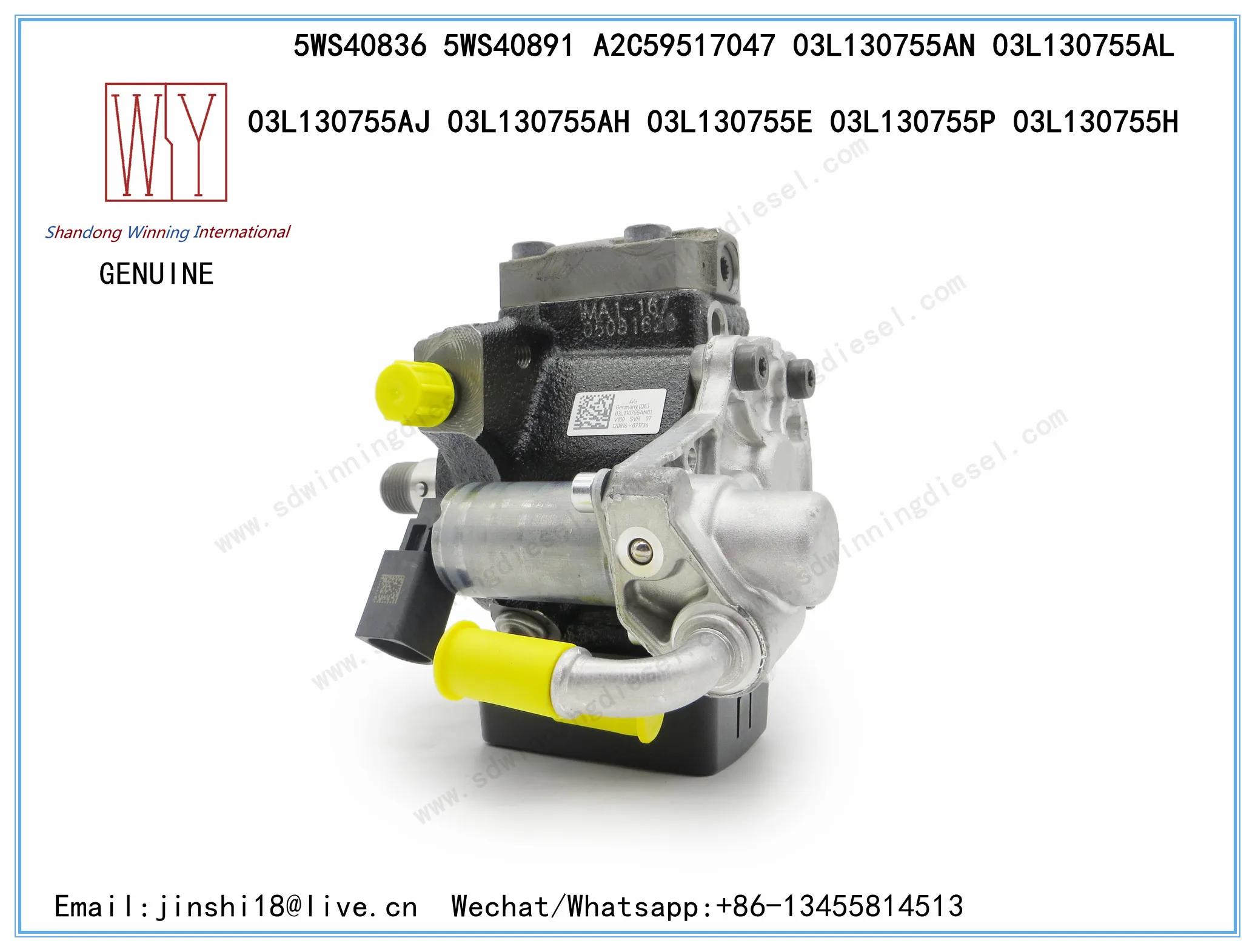 CONTINENTAL GENUINE AND BRAND NEW DIESEL COMMON RAIL FUEL PUMP 5WS40836 5WS40891 A2C59517047 03L130755AN 03L130755AL 03L