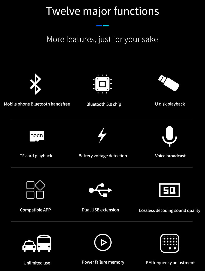 Lossless Sound 5.0 Bluetooth Connector For Car Stereo DC12-24V