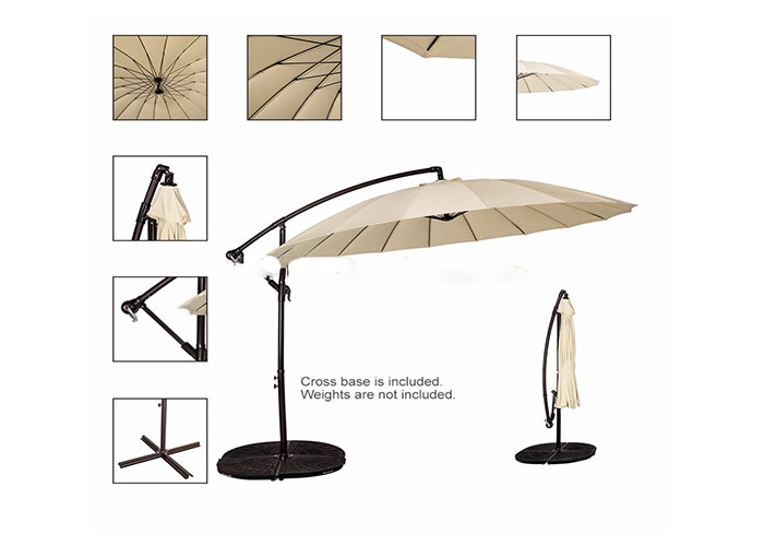 Fiberglass Ribs Outdoor Hanging Umbrella For Garden Furniture Courtyard Cantilever Patio