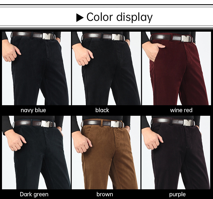 LCBZ Winter Corduroy Men's Trousers Stretch Windproof Warm Closure Type Drawstring