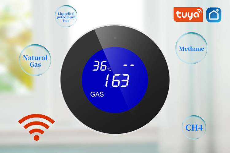 Wifi Combustible Gas Detector LCD Thermostat Disply Tuya App Control Gas Sensor