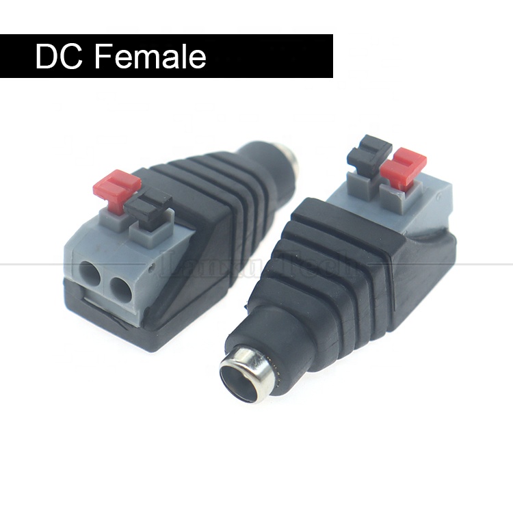 Press Button Solderless DC 5.5*2.1mm Male Female Jack to 2p Wire Connection Cable Connector Power Adapter for LED Strip Camera