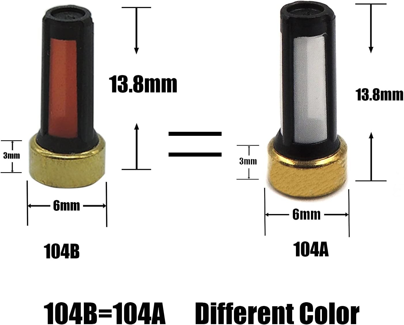 Fuel Injector Seal Kits Filter Baskets 6mm x 3mm x 13.8mm Universal Repair Set 104B