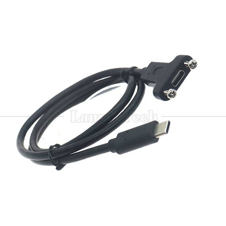 USB3.1 Gen2 10Gbps Screw Locking USB Type C Male to Female Panel Mount Extension Cable