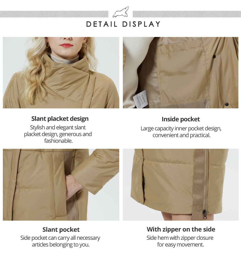 Knee-Length Insulation, belt design, no hooked, nice colours out coat, spring and autumn, no Hooded woman coat
