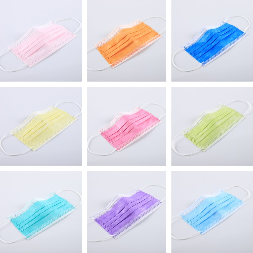 S&J disposable medical surgical face mask 3-ply non woven protective colorful medical surgical face mask