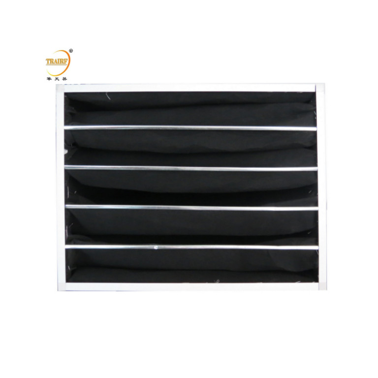 Activated Carbon Pocket Filters Synthetic Fiber Bag Air Filter With Aluminum Frame