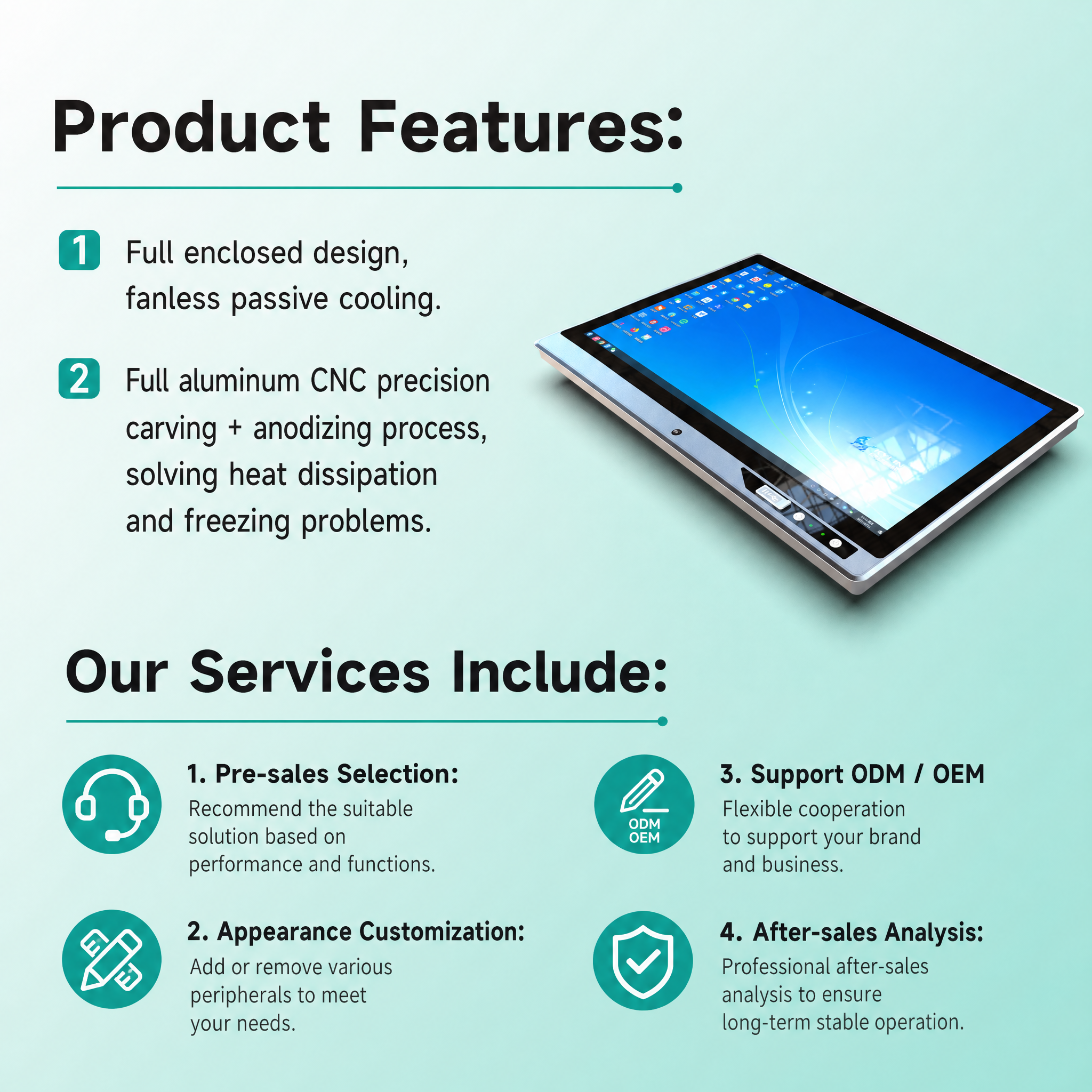 21.5" Flush Mount Windows Industrial Touch Panel PC
