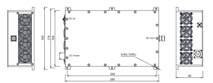 2 - 8 GHz EMC Test Wideband Power Amplifier 47 dBm Wideband Power Amplifier
