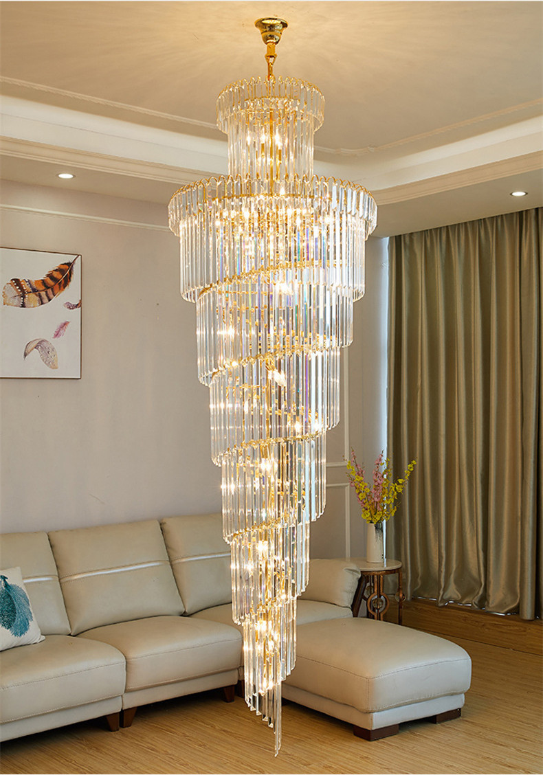 Luxury High Crystal Pendant Light For Hallway Staircase Hall 265V