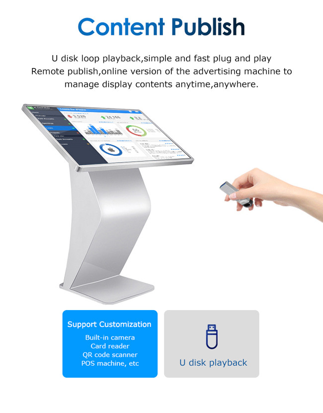 Indoor Horizontal Touch Screen Kiosk 49in Interactive Digital Screen