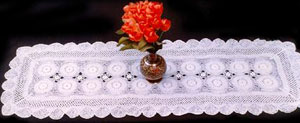 Rectangular coffee table linen table cloth table, Corcheted Lace Table linen, Tablecloth