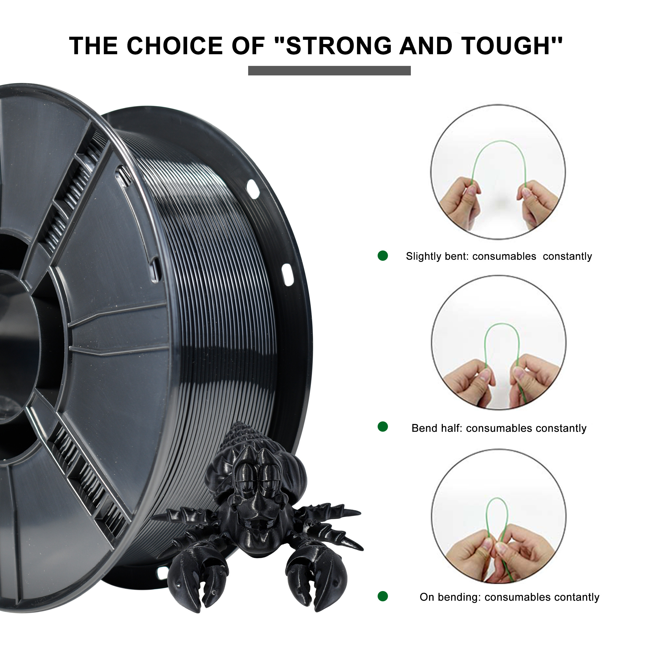 PETG Filament 1.75mm - 1kg(2.2lbs) Strong PETG 3D Printer Filament，1.75mm Dimensional Accuracy +/- 0.02mm, 320 Meters, PETG Black