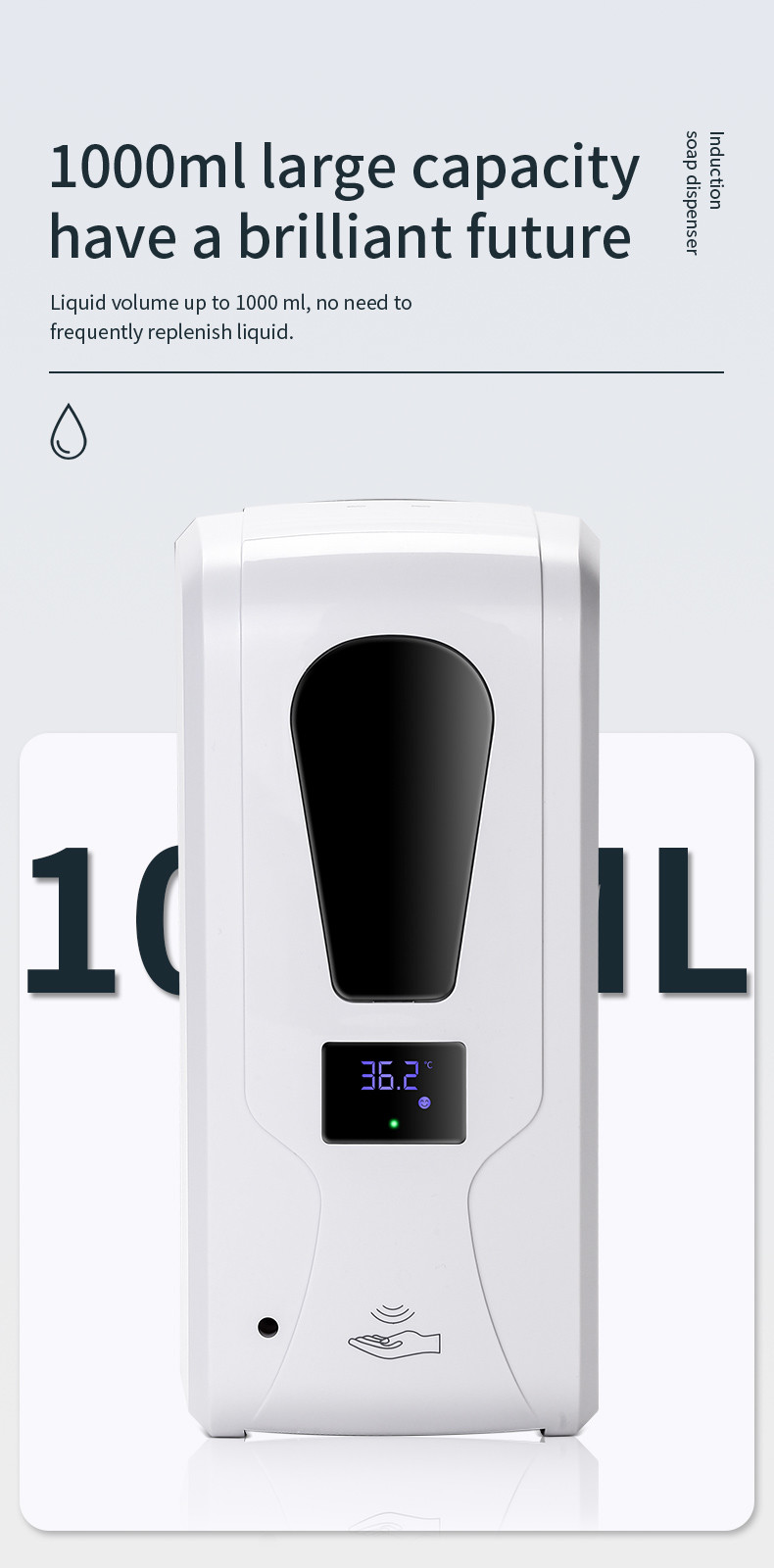KZ208E Hygiene Infrared Sensor Activated Soap Dispenser 1000ml For No Touch Washing