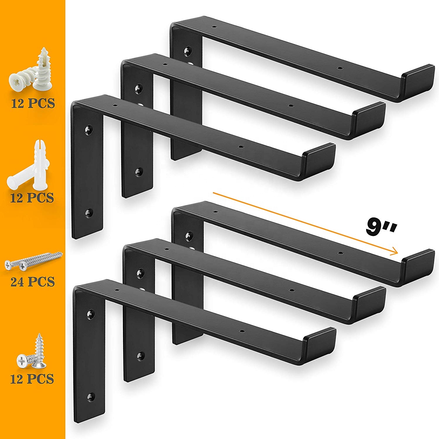Big size heavy duty wall mounted L shaped floating shelf brackets