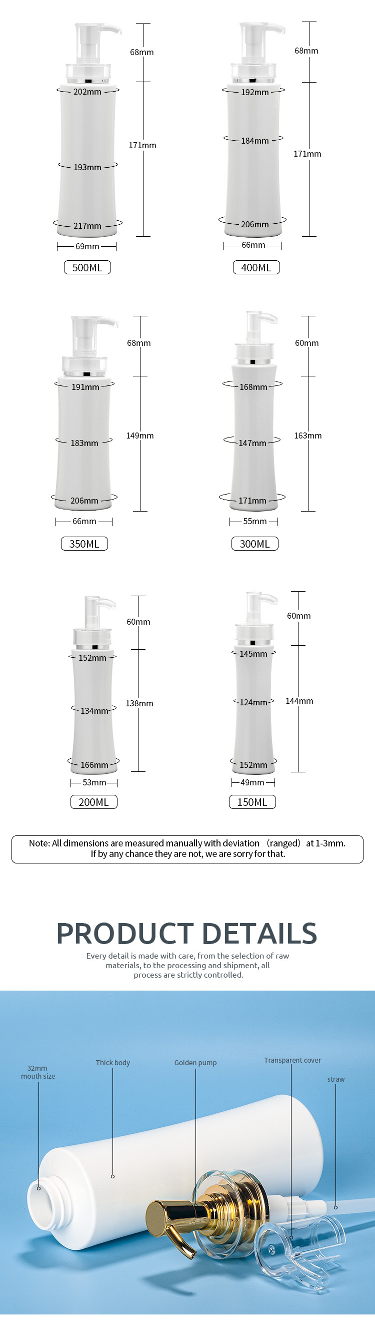 500ml Cosmetic Lotion Bottle PET Material , Empty Lotion Bottles With Pump