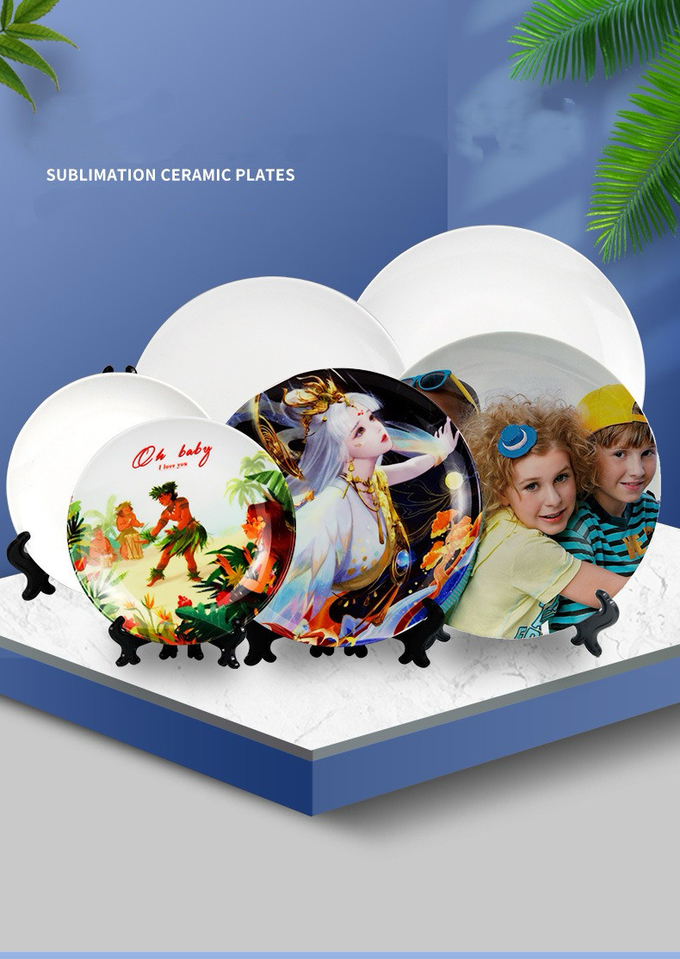 6'' 8'' 10'' Sublimation Ceramic Plates Blanks Custom Round Ceramic Sublimation Ornament