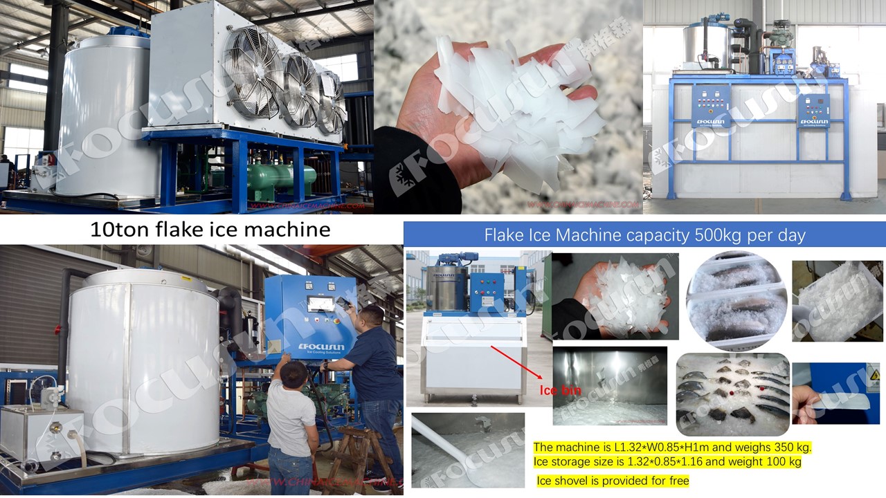 Focusun 1 Ton Air Flake Ice Making Machine for 380 KG Core Components Other Requirement