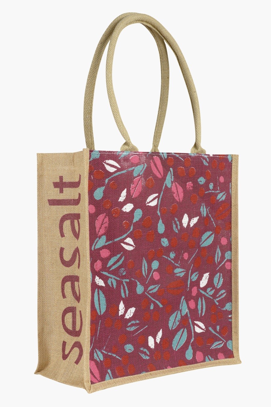 Red Handle Full Color Printed Customized Jute Wine Bag