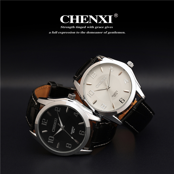 Nickle Free High Quality Stainless Steel Caseback Black White Gold Genuine Leather Watches