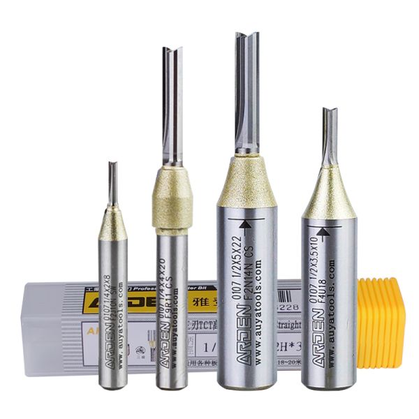 1/4 12.7mm TCT 2 Flutes Straight Bits Wood Milling Cutter for MDF Plywood Chipboard Hard Wood Cutting Arden Cnc Router Bit