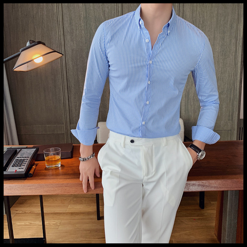 Custom Polyester Solid Cotton Formal Shirts Long Sleeve Slim Fit For Men Professional