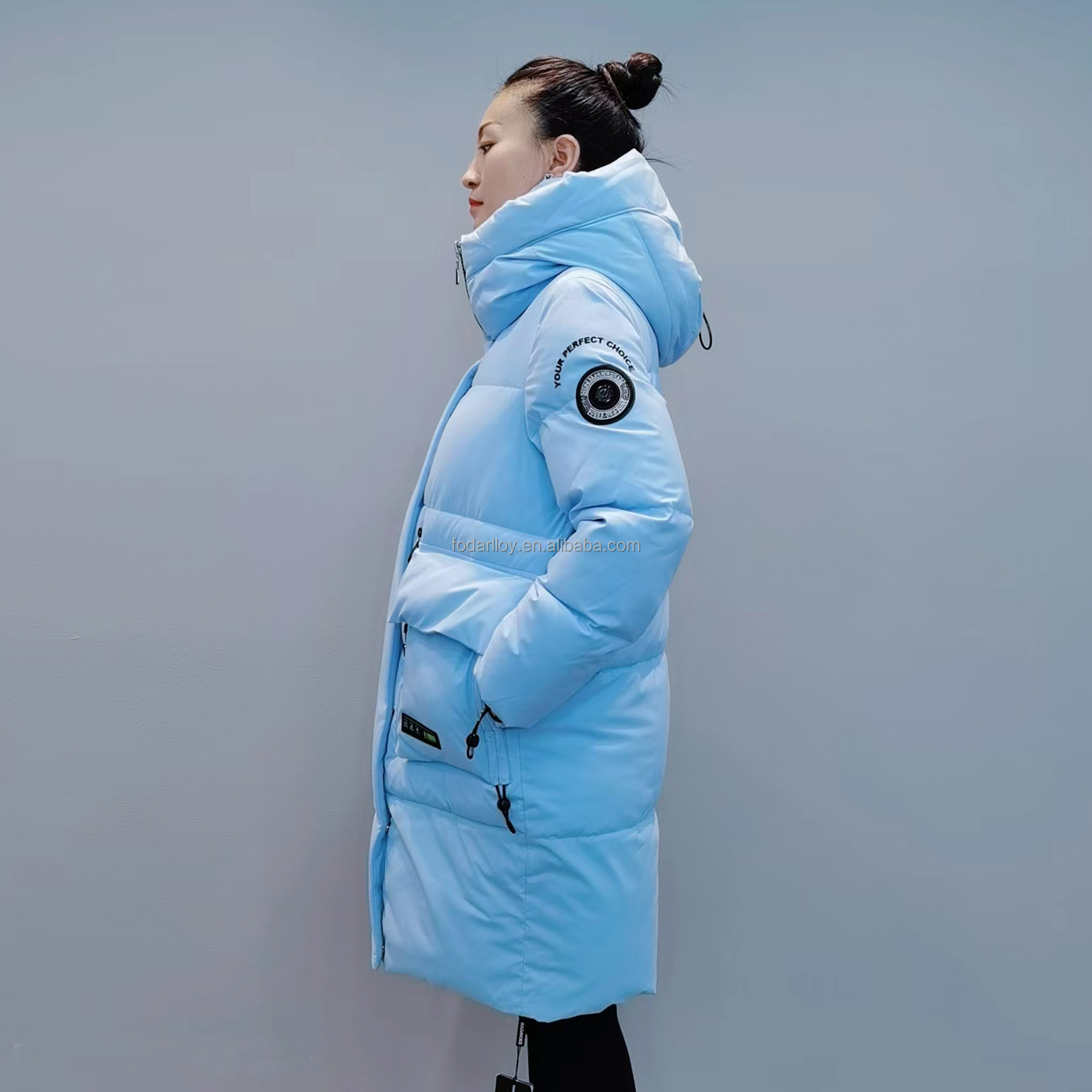 FODARLLOY F22518 Ladies Warm Hooded Cotton-padded Clothes Women Slim Long Winter Jackets Women Coats