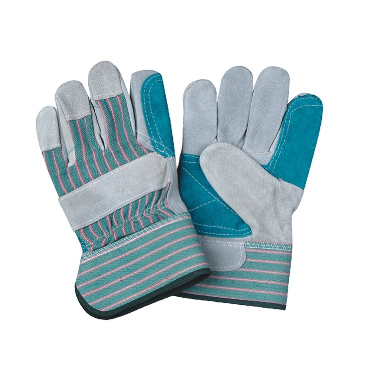 LC21231 Cow Split Leather Working Gloves with Double Palm and Reinforce Index Finger