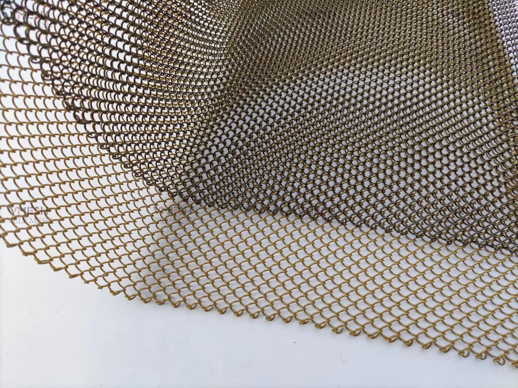 Gold Color Anti Rust Aluminum Decorative Mesh Metal Coil Drapery