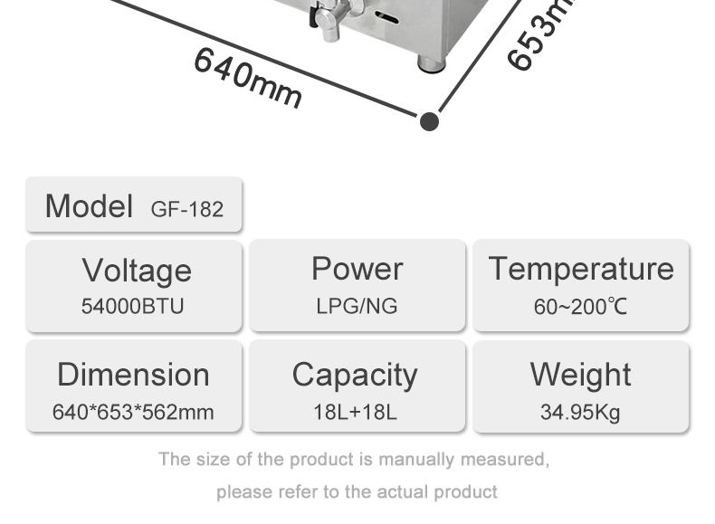 220V Double-tank Gas Deep Fryer Machine for Fast Food Restaurant Stainless Steel Chicken Fryer