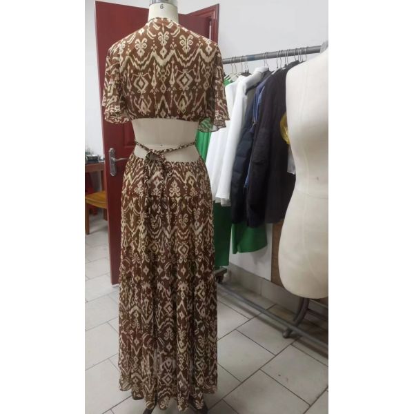 Custom Ladys Dress Clothing Ropa De Mujer Vestido Corto Print Dress Summer Allover Print Flounce Elegant Ladies Women Dress Casual Maxi Dress