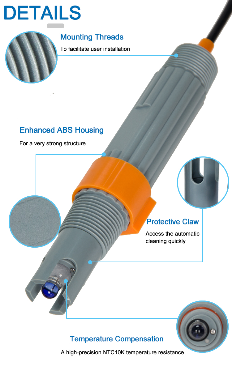 Built-In TEMP Digital RS485 Interface PH Sensor For Water Treatment Monitoring