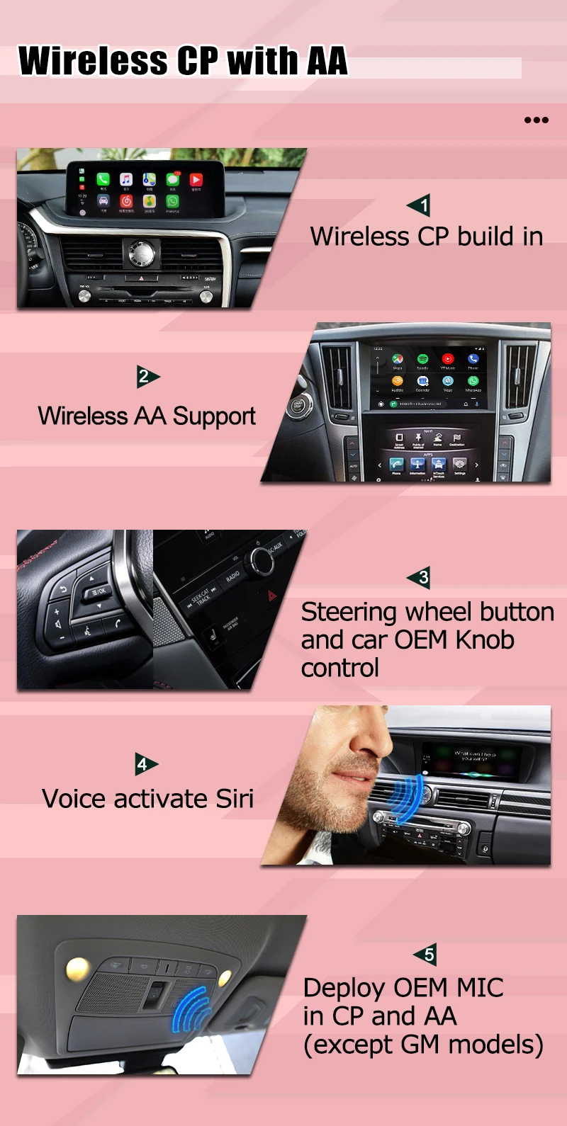 Lexus LX570 LX450d Android video interface support carplay android auto Qualcomm 8+128GB Android 11