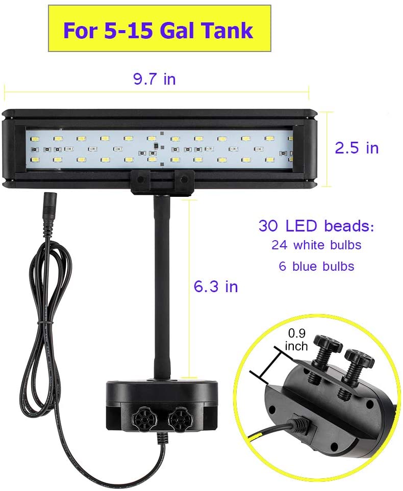 Blue White Gooseneck Clamp RGB Aquarium Light