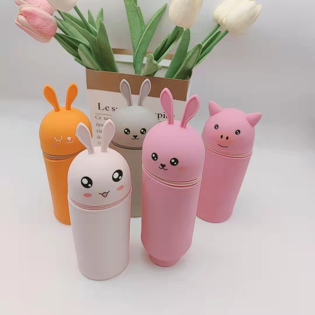 Pencil Case Silicone Pencil Box Pen Bag Holder For Desk Stand Up Pen Case Pencil Box Students Silicone StorageMakeup Bag