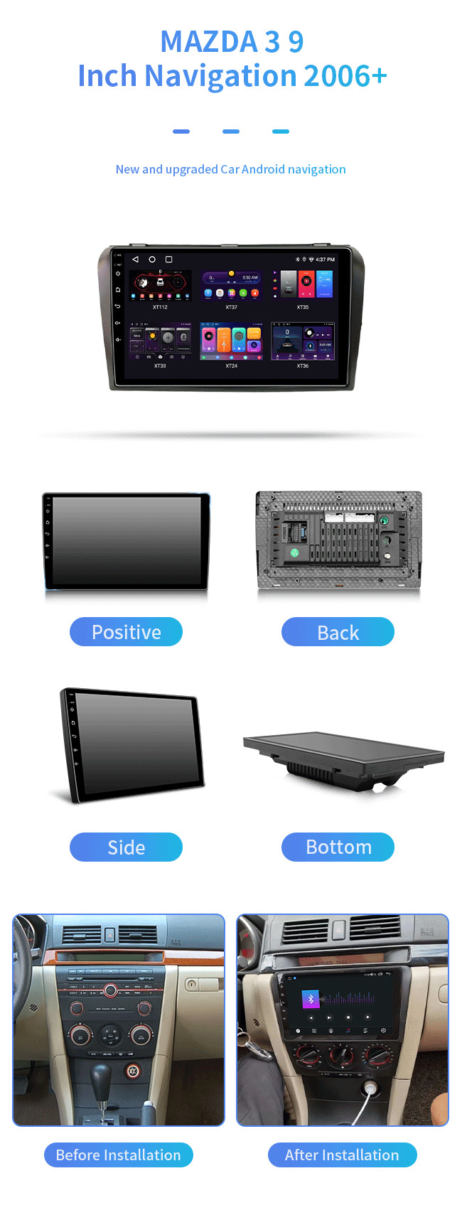 MAZDA 3 2006+ Car Android GPS Navigation 4 Core Android Car Stereo