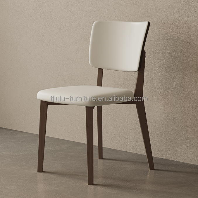 Home Furniture Classical Wooden Modern Oak Dining Chair Living Room Furniture Solid Wood PU Leather Finish Nitrolacquer