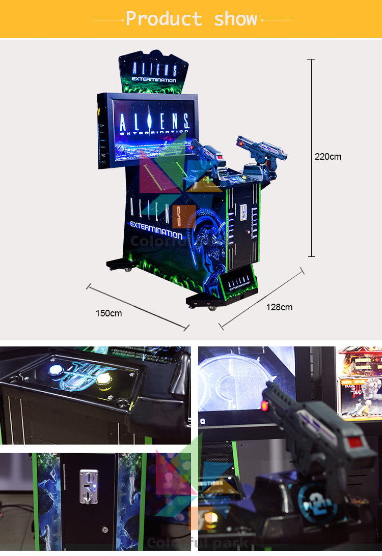 42" Aliens Extermination indoor shooting simulator coin operated arcade games manufacturers