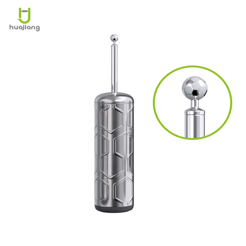 Holiday Selection Support Stainless Steel Bathroom Waste Bin With Mini Pedal And Toilet Brush Football Series