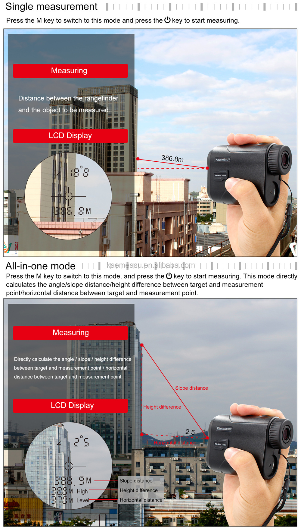 Telescope Laser Rangefinder Portable USB Charging Laser Distance Meter Monocular Golf Hunting Range Finder 600M/656Yd