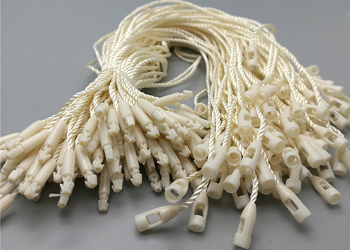 White Plastic Clohting Tag String Black Stock Hang Tag With Bullet Clasp Manufacturer