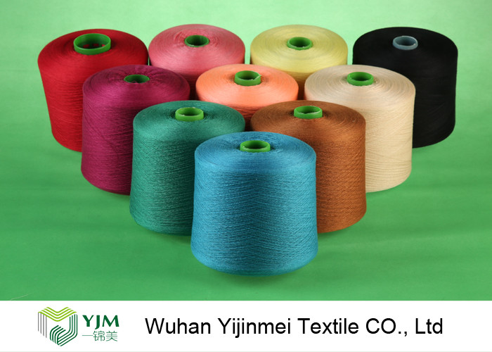 Dyed Colored Ring Spun 100 Percent Polyester Yarn High Strength For Sewing Machine