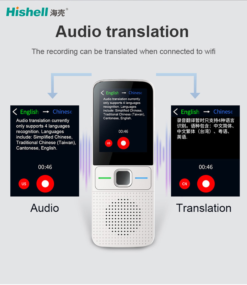 2.4 Inch Touch Screen Mini Photo Voice Translator For 118 Languages 1500mAh T10