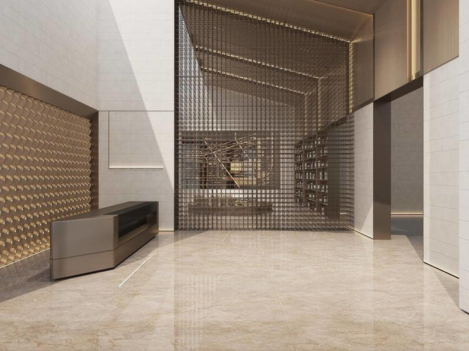 Elegant 1200x1200mm Inside Floor W.A 0.5% Glazed Polished Porcelain Tile Light Yellow For Living Room And House